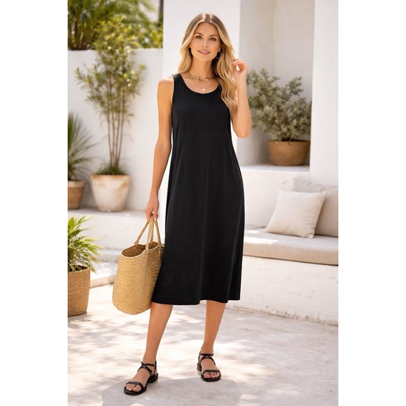 Eileen Fisher Dresses & Skirts - Eileen Fisher Dress Womens S Sleeveless Midi Stretch Minimalist CBK Resort Mod